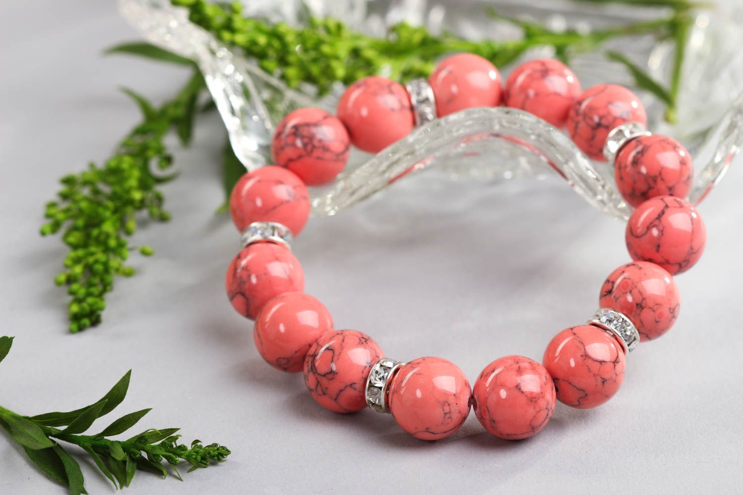 Fashion bracelet handmade coral bracelet jewelry with natural stones for women photo 1