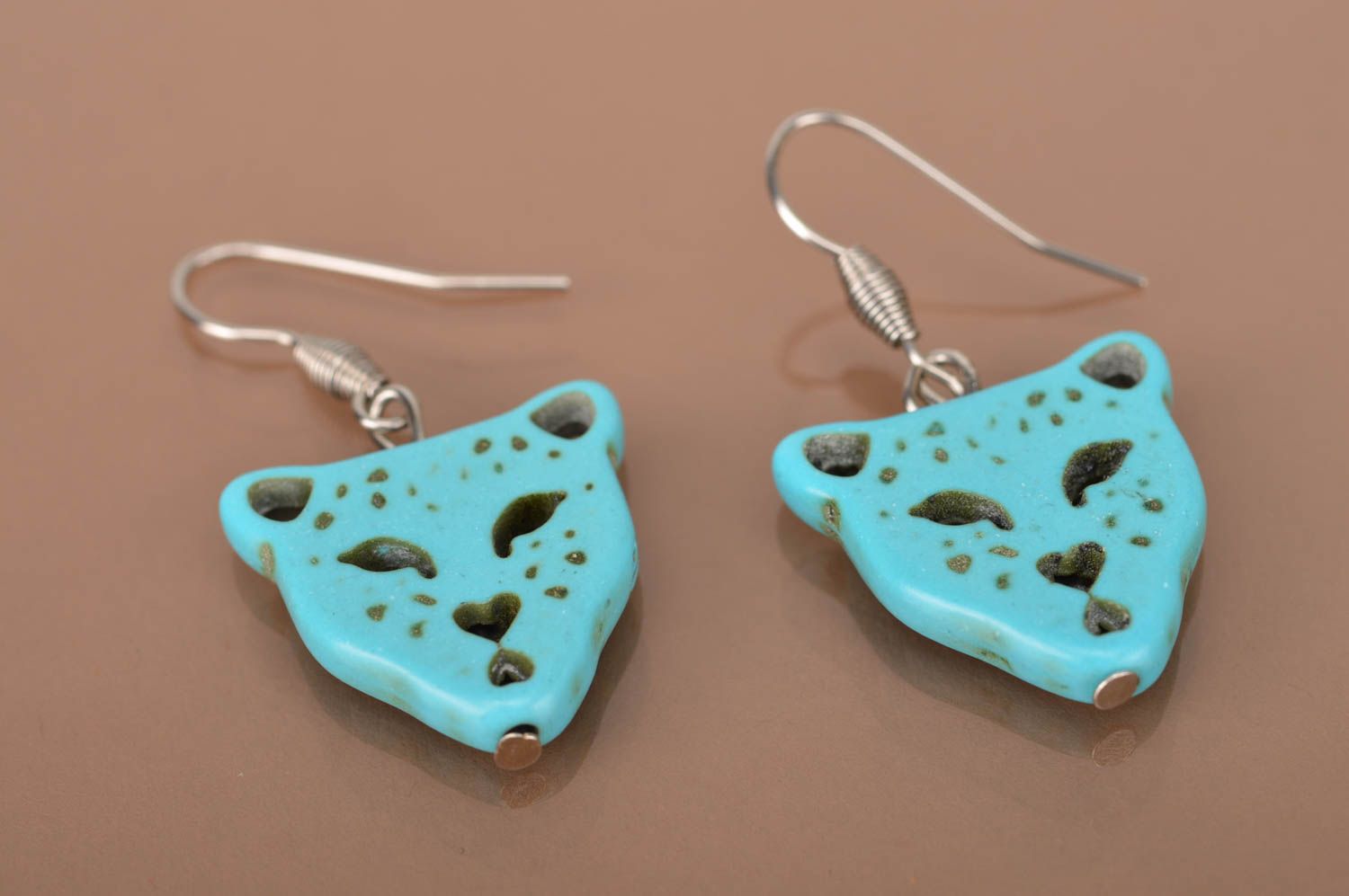Stylish blue metal earrings interesting handmade jewelry designer accessories photo 3