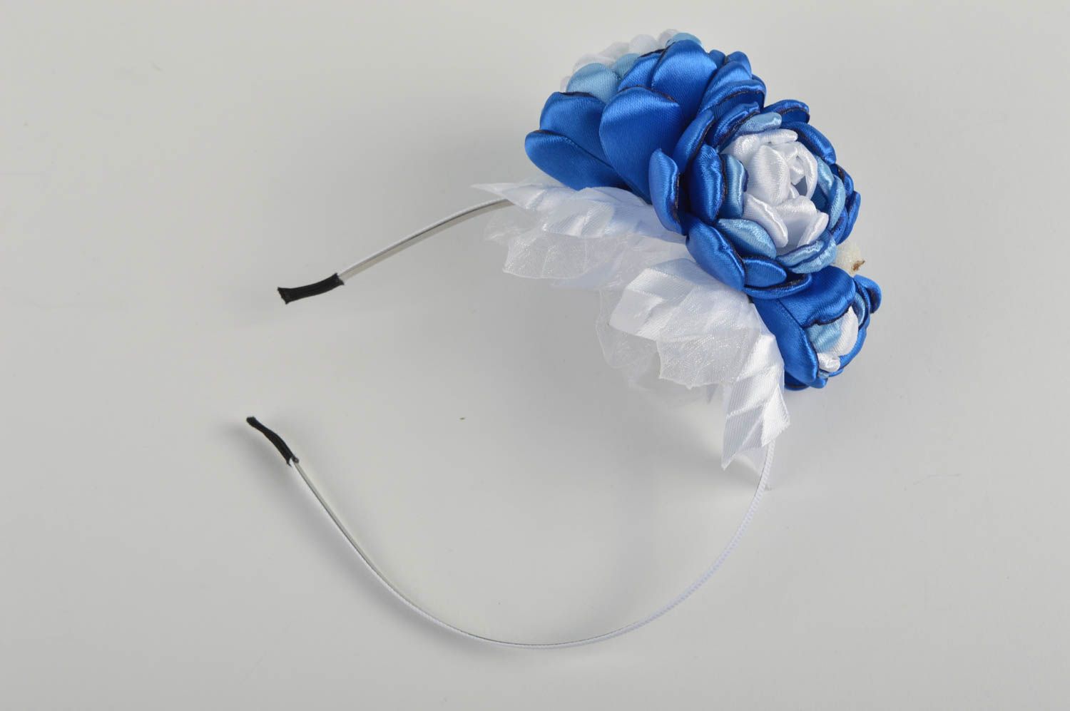 Handgefertigter Blumen Haarreif Accessoire für Frauen Haar Schmuck dunkelblau foto 2