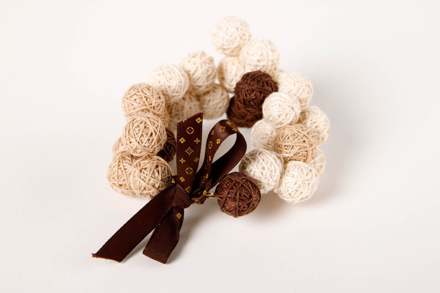 Beautiful handmade textile jewelry set ball necklace bracelet designs gift ideas photo 4