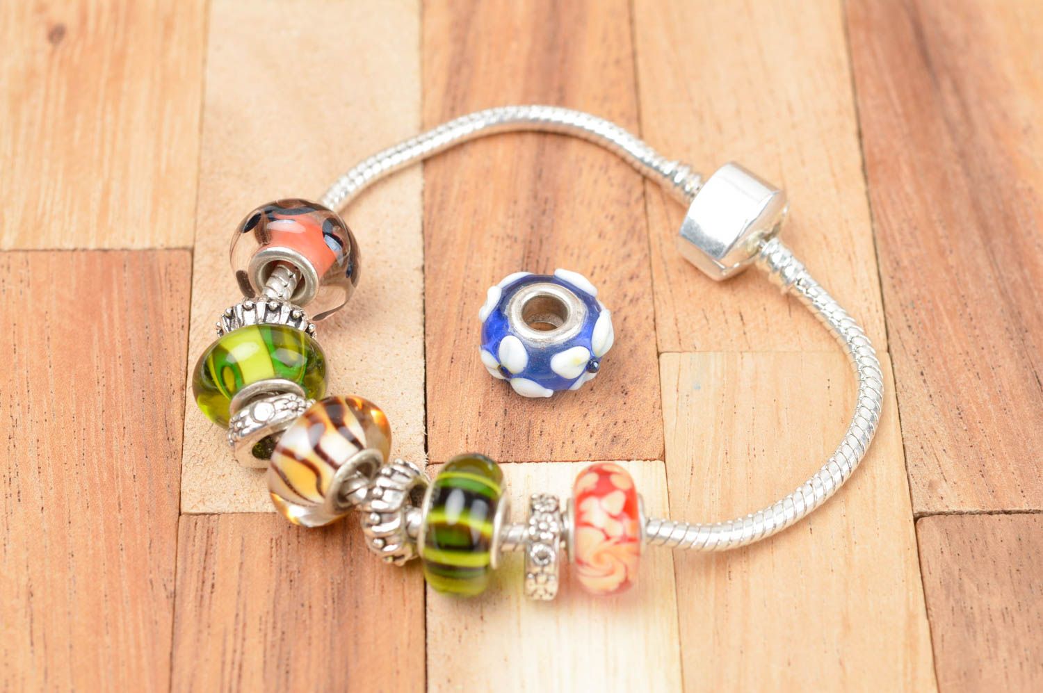 Unusual handmade glass bead beautiful jewelry findings handmade accessories photo 4