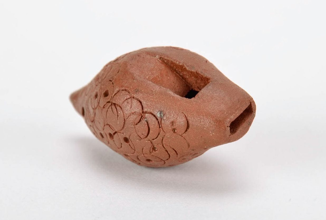 Handmade clay penny whistle photo 4