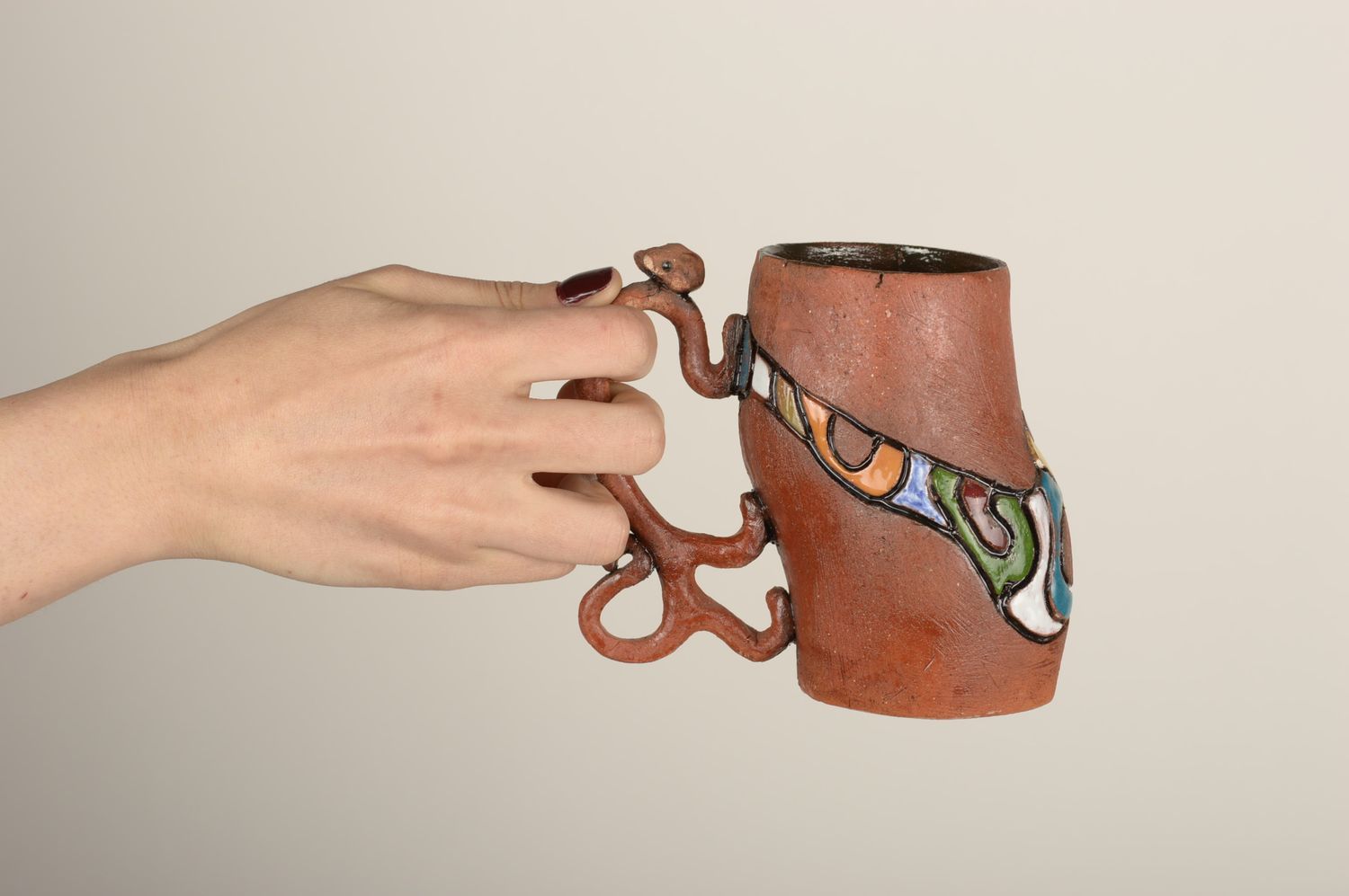 Tasse céramique fait main Mug original avec peinture Vaisselle design argile photo 1
