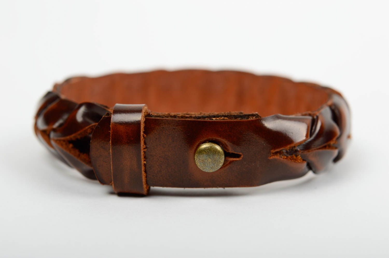 Bracelet tressé en cuir naturel marron fait main original accessoire stylé photo 2