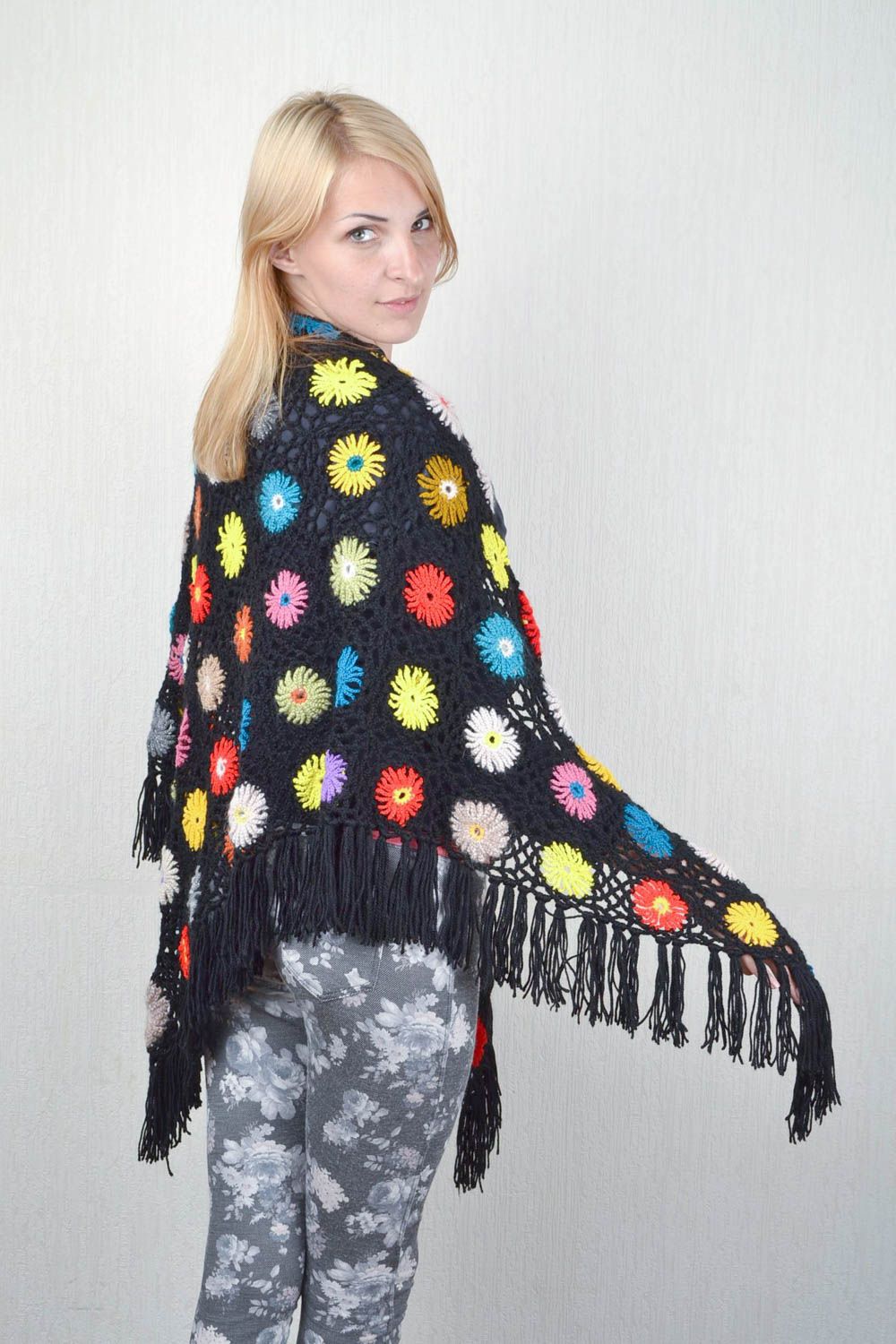 Handmade designer shawl unique winter stylish accessory present for women photo 3