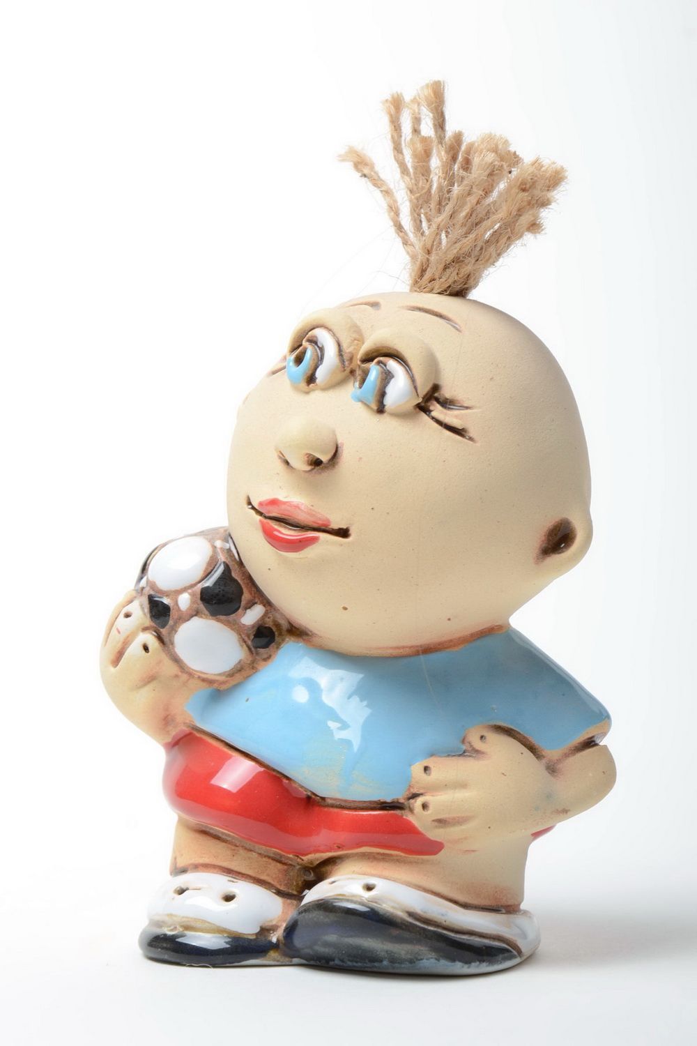 Petite figurine footballeur en demi-porcelaine peinte décorative faite main photo 4