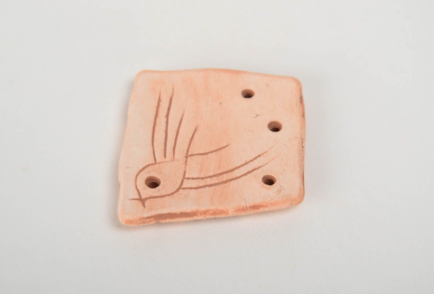 Handmade square ceramic blank pendant of average size DIY jewelry photo 3