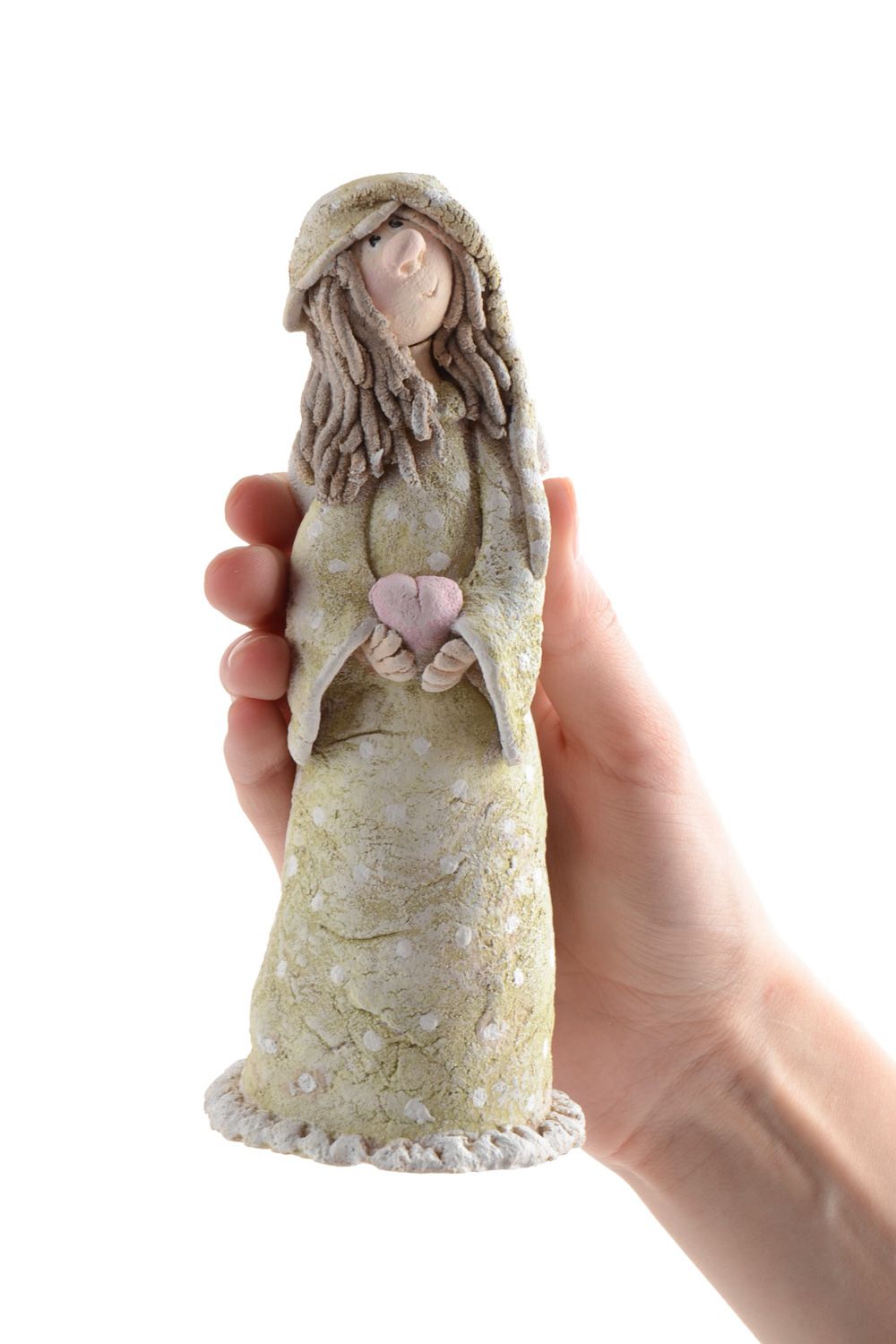 Beautiful statuette hand made of self-hardening clay Angel of Love photo 5