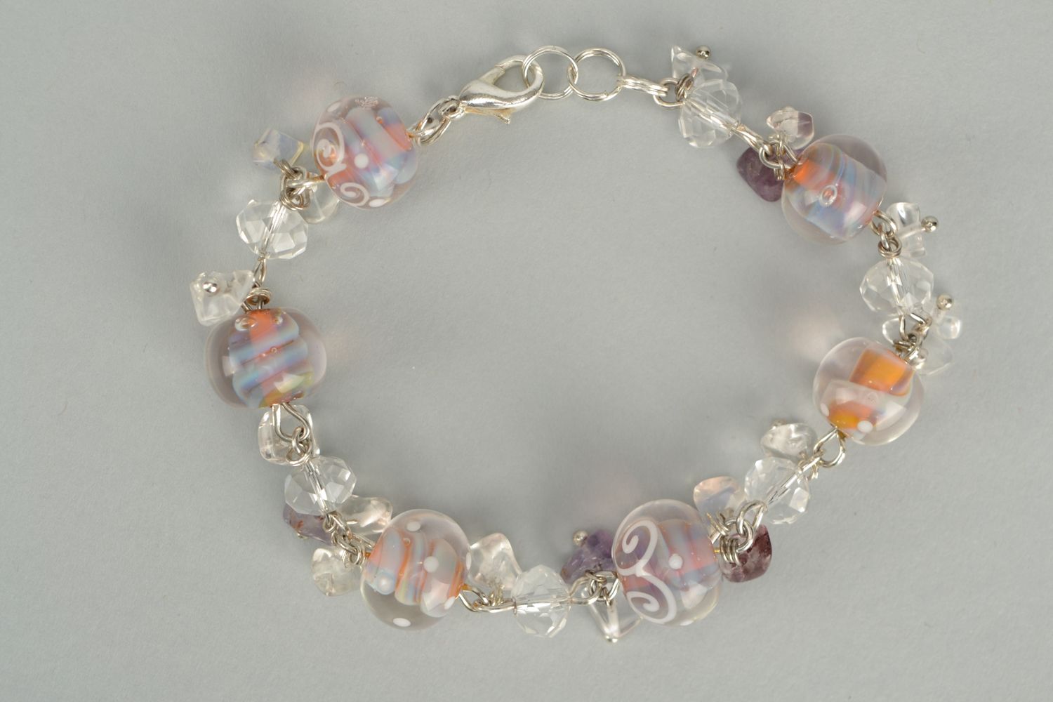 Bracelet with lampwork glass beads Jellyfish photo 1
