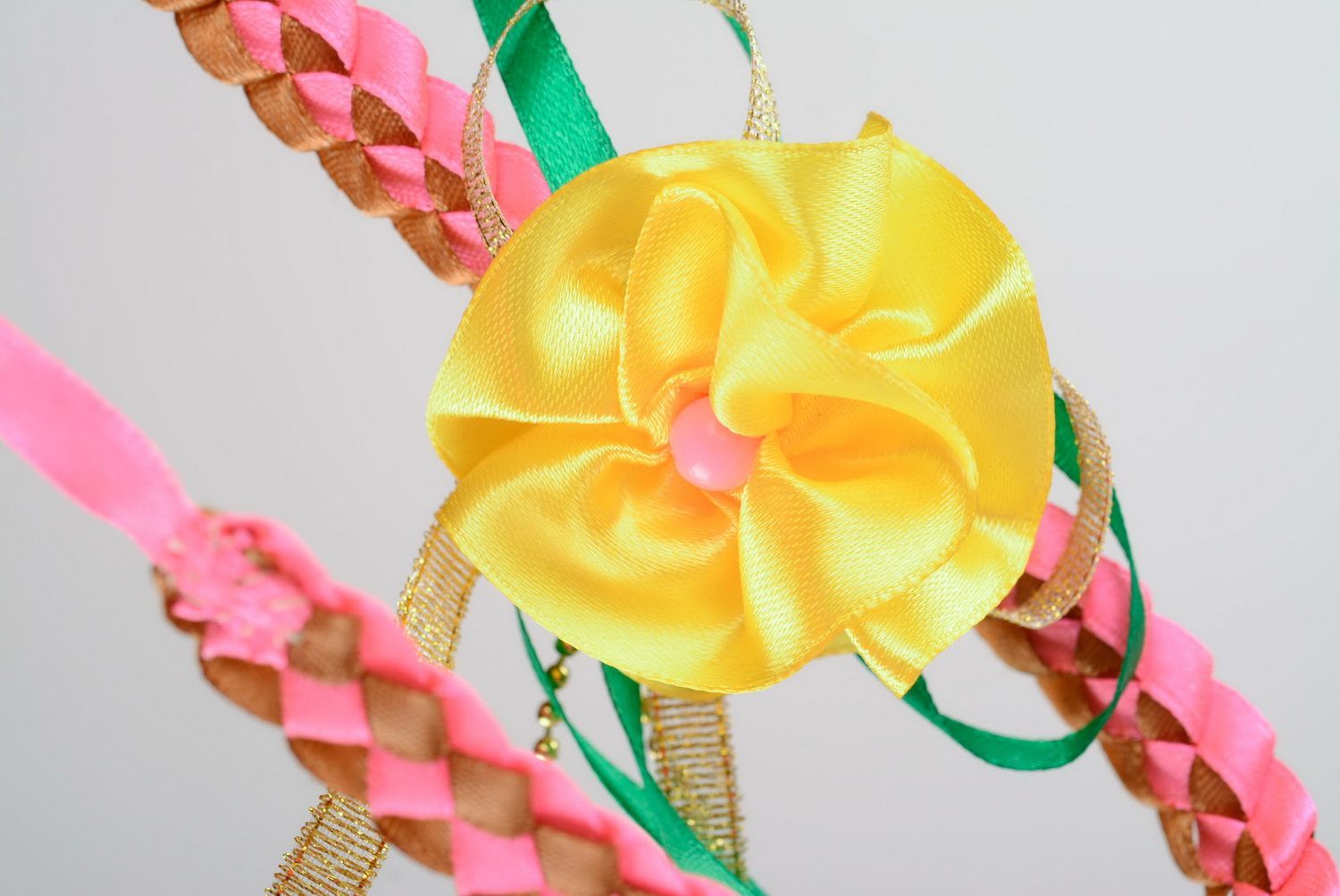 Headband with yellow flower  photo 5