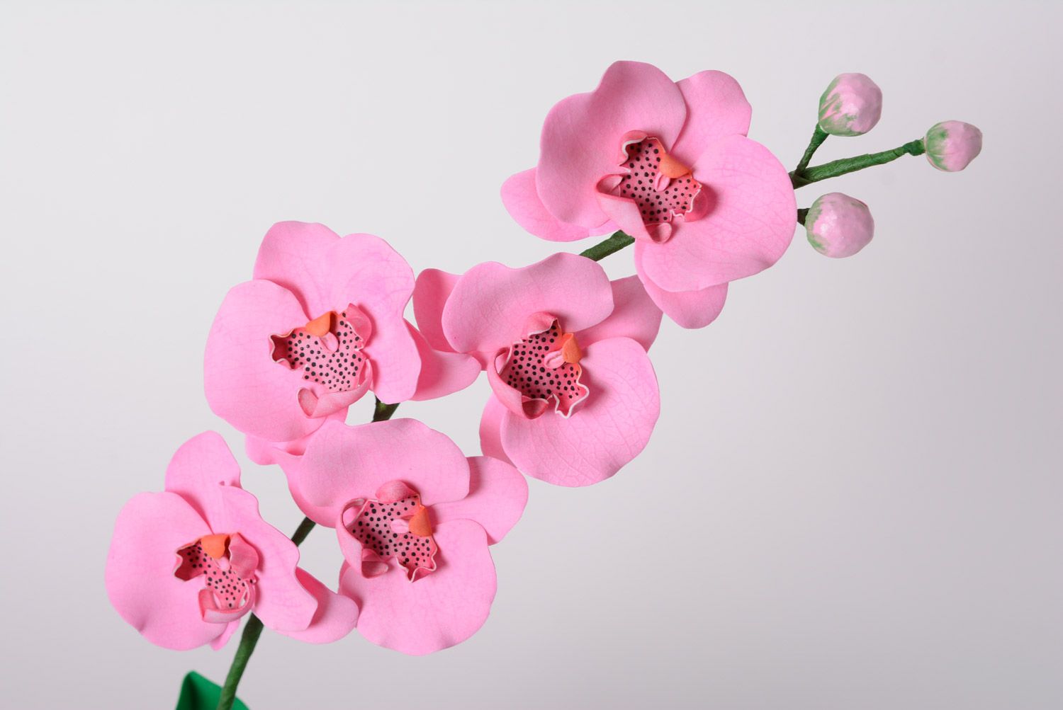 Веточка цветов из фоамирана искусственная орхидея ручной работы розовая красивая фото 2