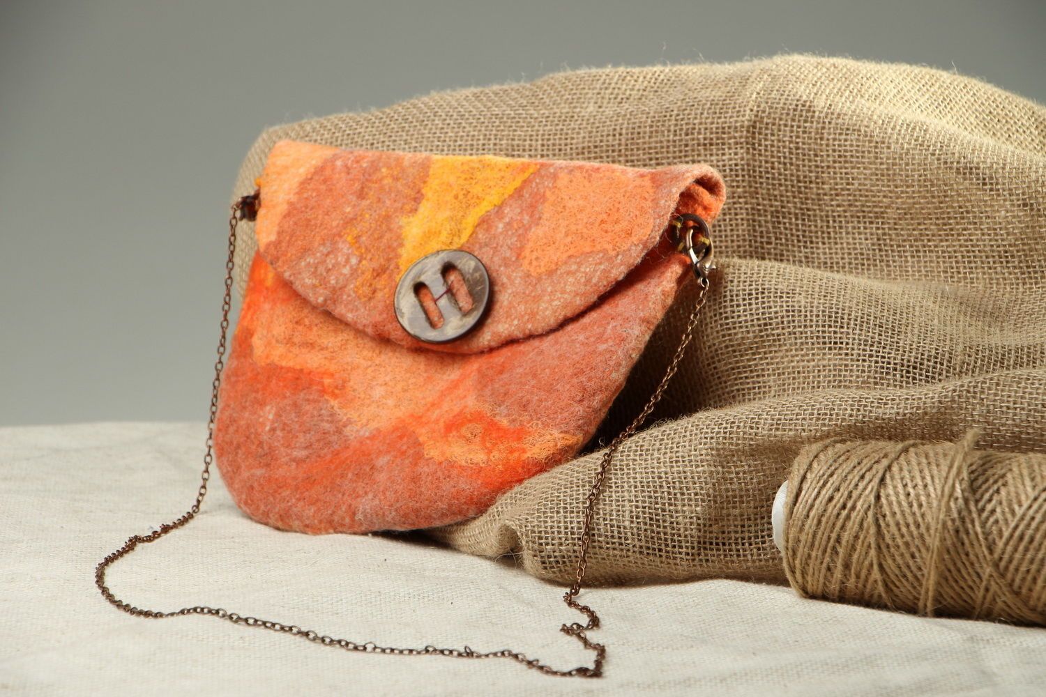 Bag made of felted wool Tangerine photo 5