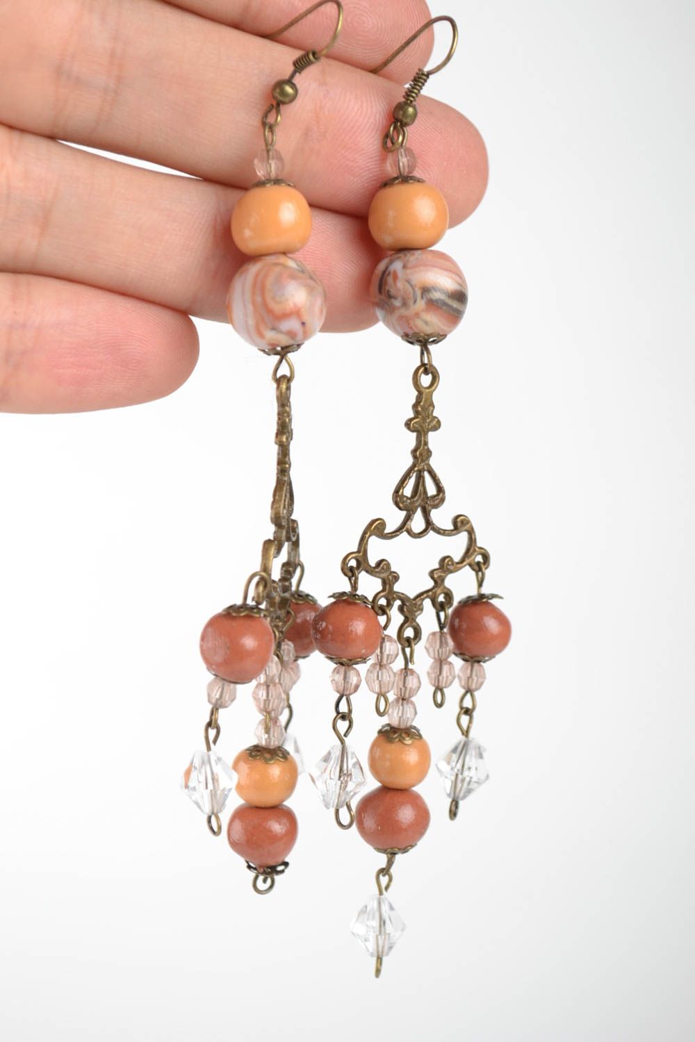 Boucles d'oreilles pendantes Bijou fait main perles chaînes Accessoire femme photo 5