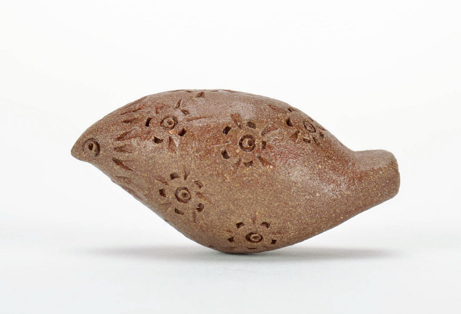 Clay penny whistle Bird in flowers photo 2