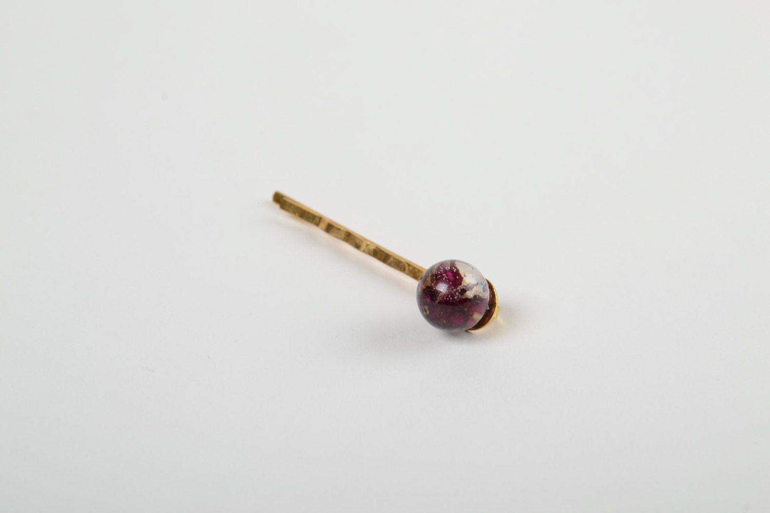 Handmade small bobby pin with real flowers coated with epoxy photo 4