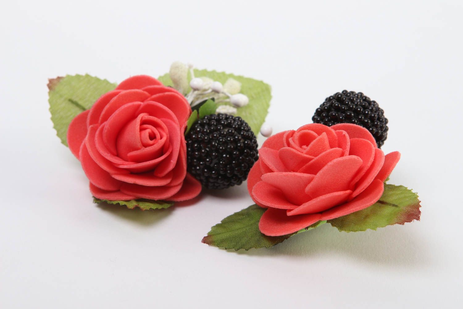 Handmade hair accessories 2 flower hair clips hair decorations gifts for girls photo 3