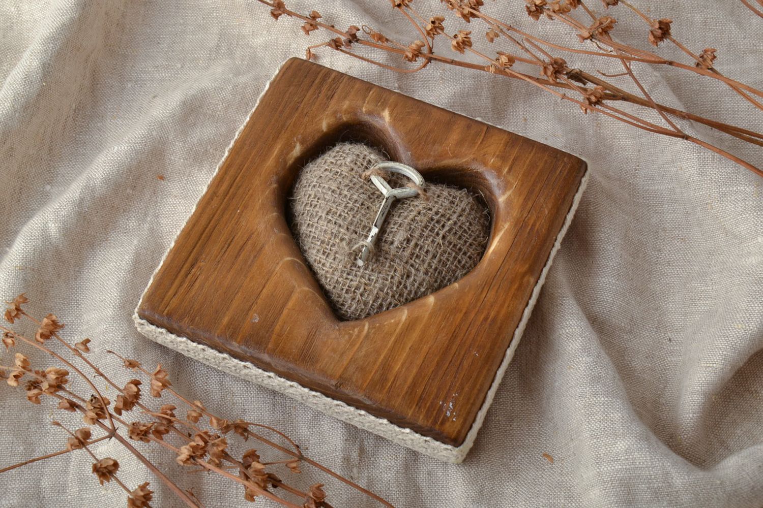 Handmade gift panel made of natural materials Key to the Heart photo 5