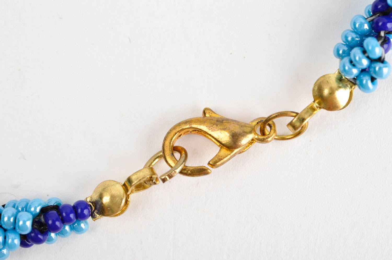 Колье из бисера ручной работы бисерное ожерелье украшение из бисера синее фото 4
