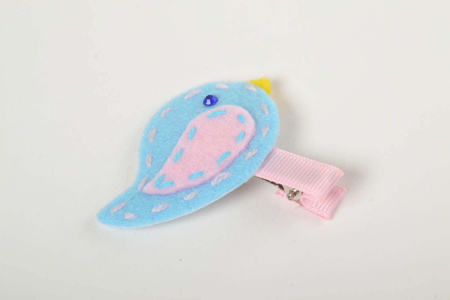 Children's hair clip in the form of a bird blue accessory for hairstyles photo 4