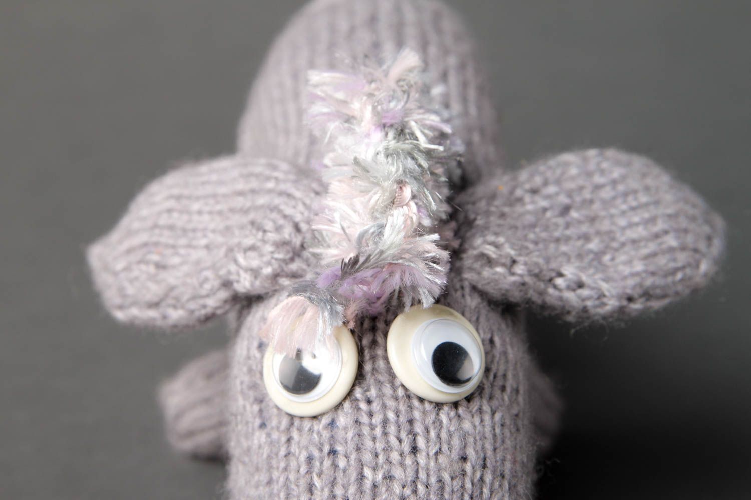 Peluche âne gris Jouet fait main tricoté en laine original Cadeau pour enfant photo 4