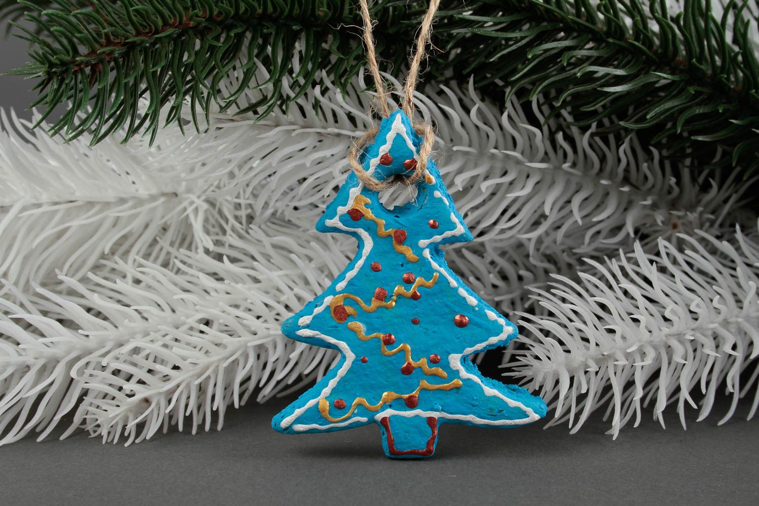 Figura decorativa hecha a mano azul regalo artesanal decoración para Año Nuevo foto 1