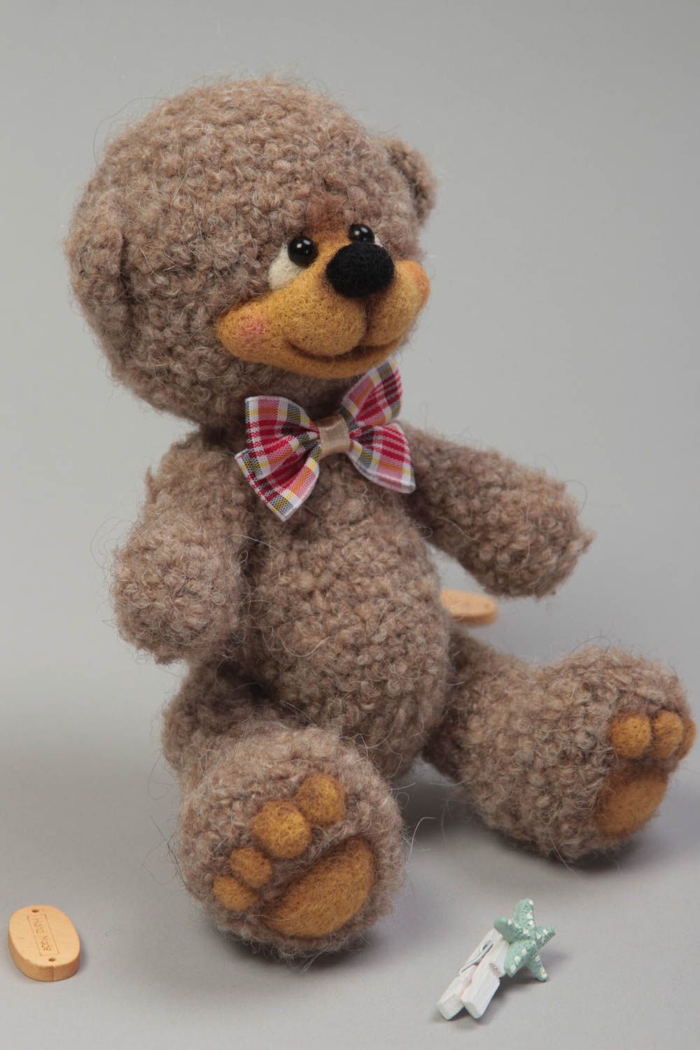 Doudou ours brun fait main Peluche au crochet Jouet pour enfant original photo 1