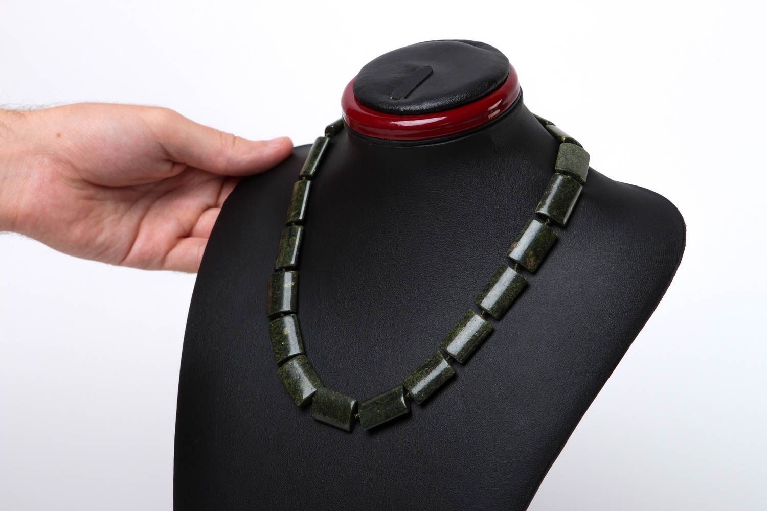 Collar artesanal de piedra natural serpentín bisutería de moda regalo para mujer foto 5