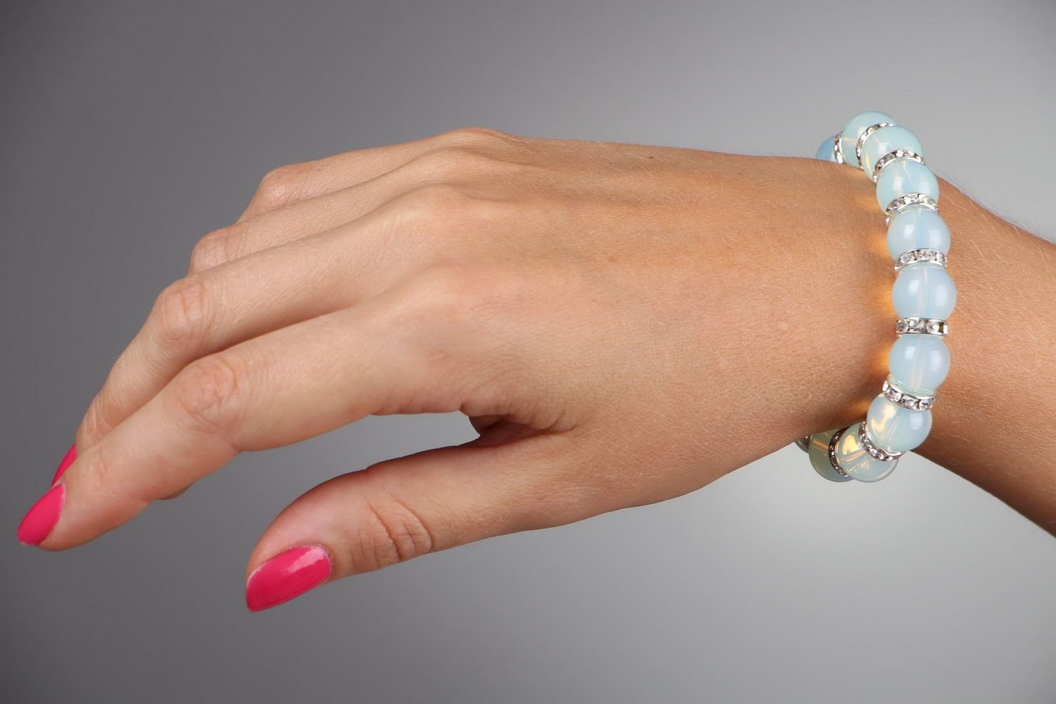 Schönes Armband aus Mondstein mit Gummizug foto 5