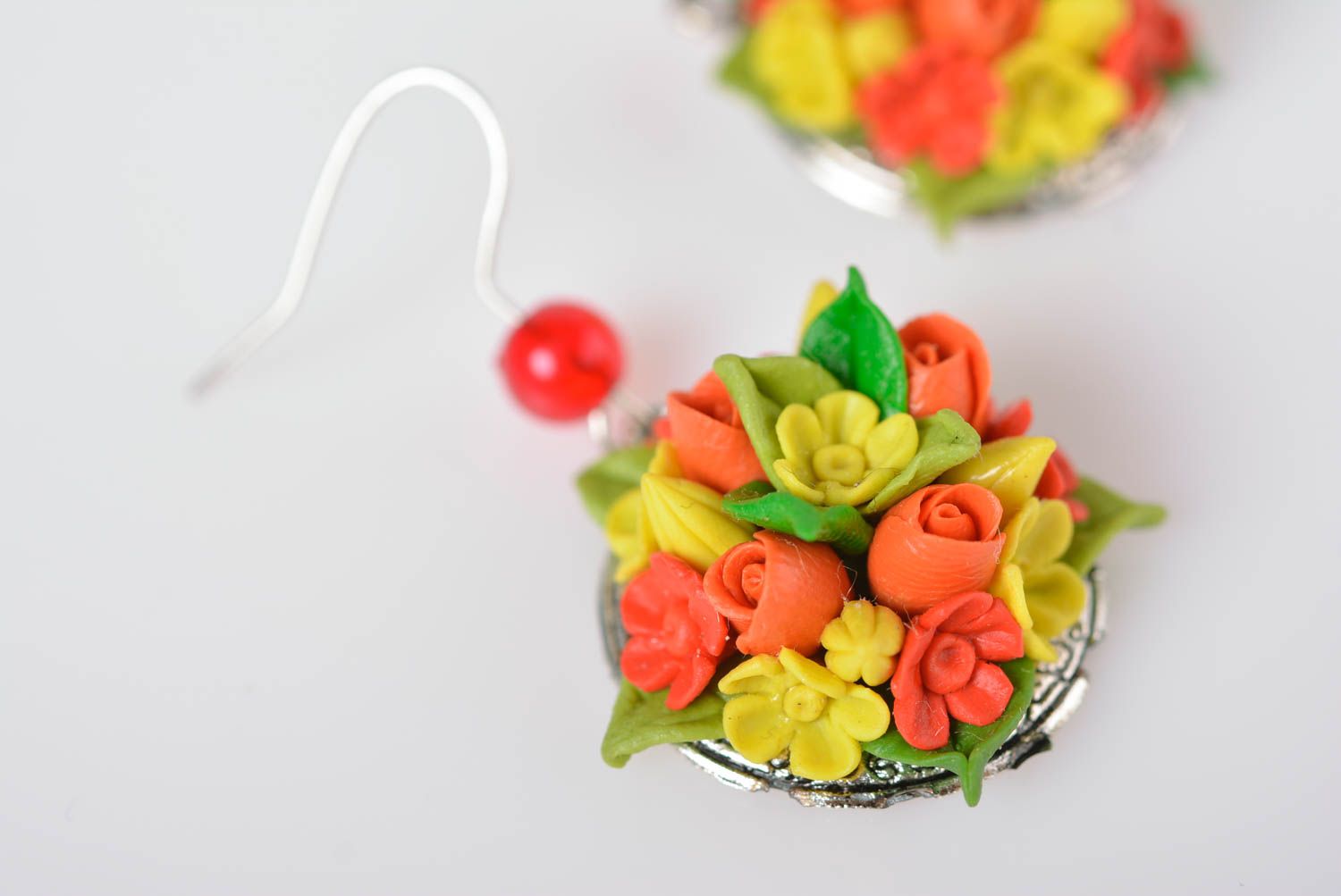 Pendientes originales con flores bonitas bisutería artesanal regalo para mujer foto 3