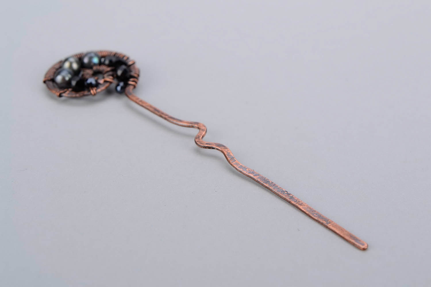 Hairpin with black pearl and crystal photo 5