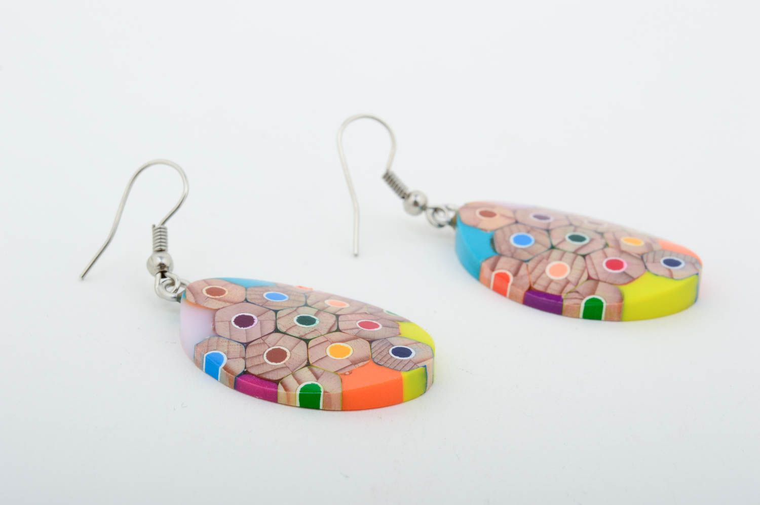Boucles d'oreilles multicolores Bijou fait main crayons argile Cadeau pour femme photo 4