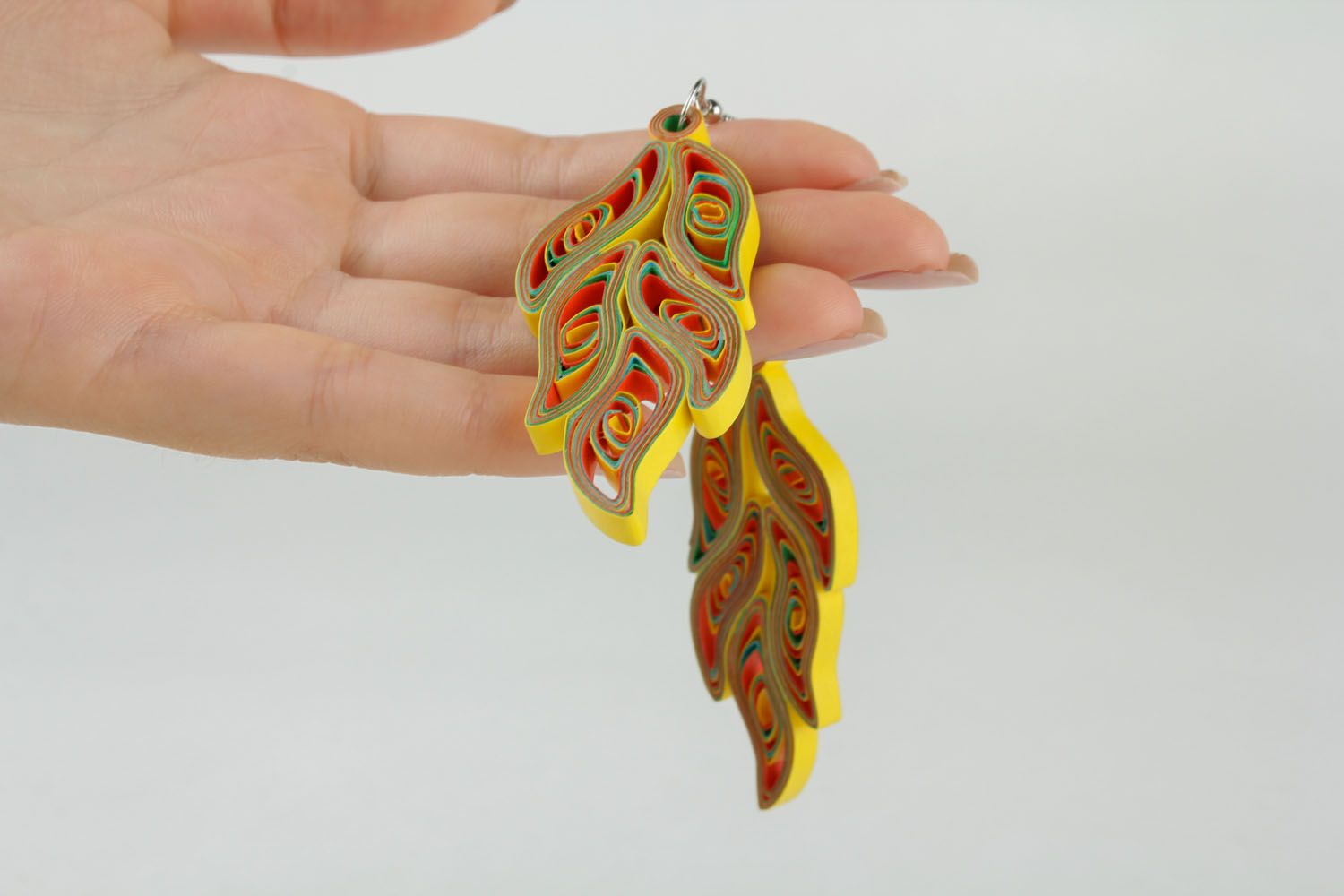 Homemade paper earrings Fiery Leaves photo 5