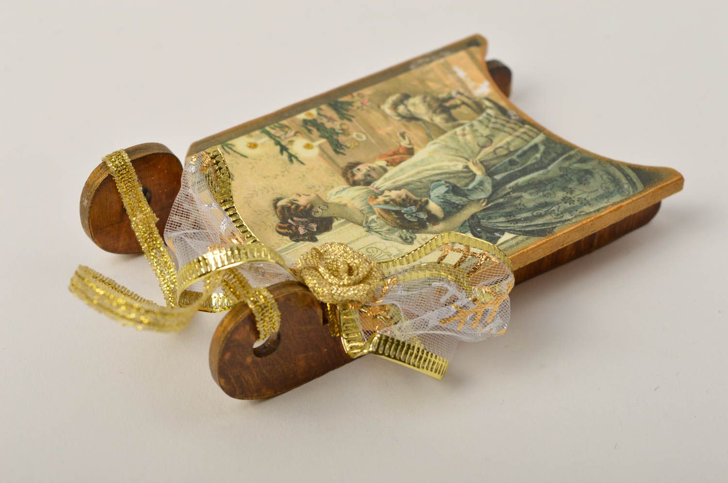 Adorno navideño hecho a mano de madera elemento decorativo souvenir original foto 2