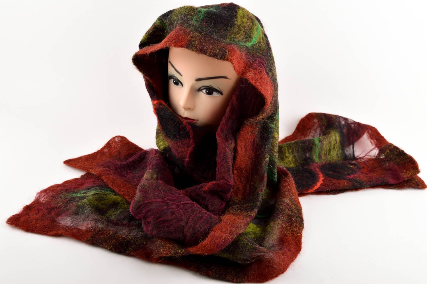 Шарф из шерсти теплый шарф ручной работы валяный шарф женский аксессуар фото 2