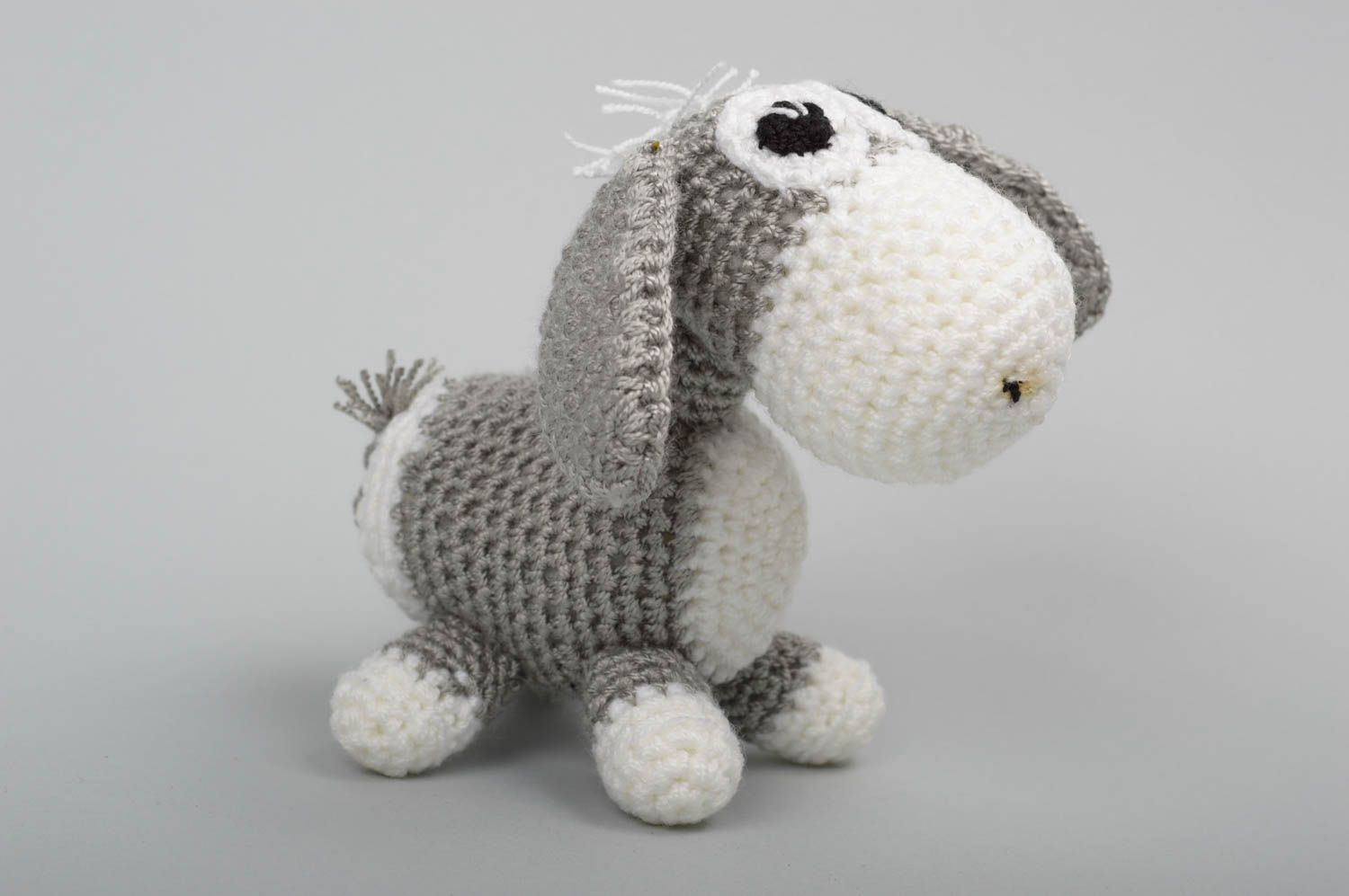 Häkel Kleinkinder Spielzeuge Haus Deko Geschenk für Kinder Stoff Tiere Esel grau foto 1