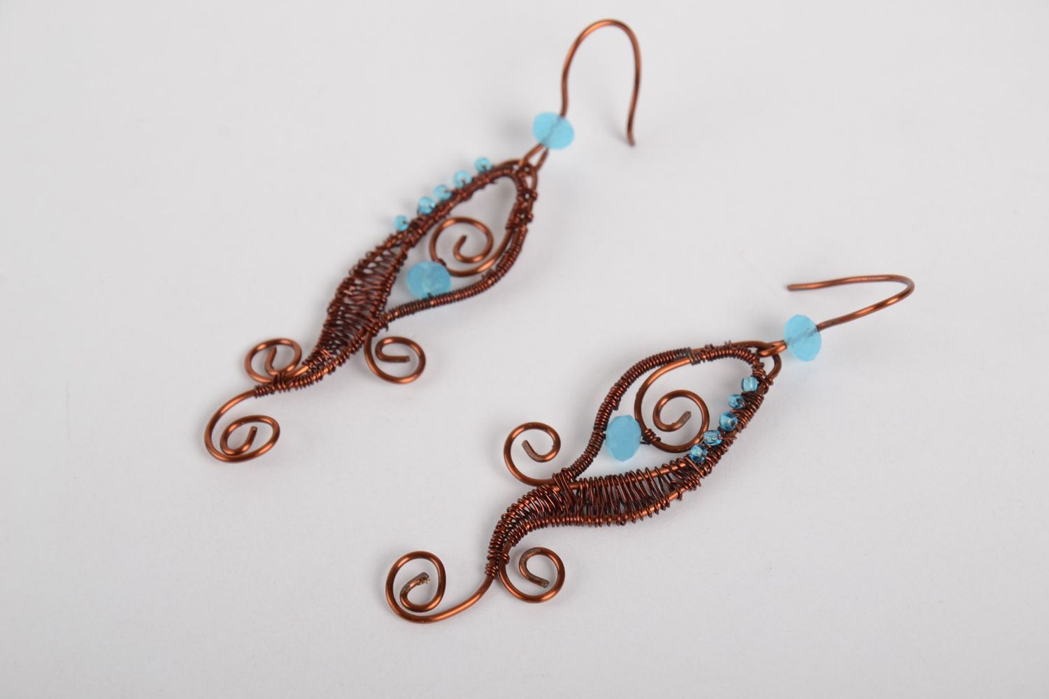 Pendientes originales hechos de cobre bisutería artesanal regalo para mujer foto 4