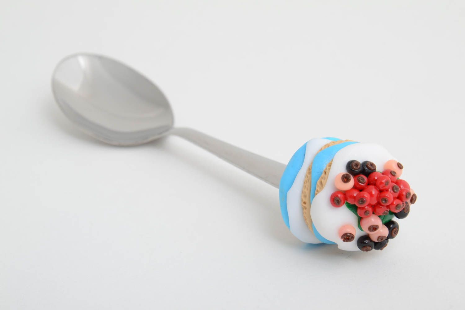 Handmade polymer teaspoon unusual cutlery for festive table decoration  photo 2