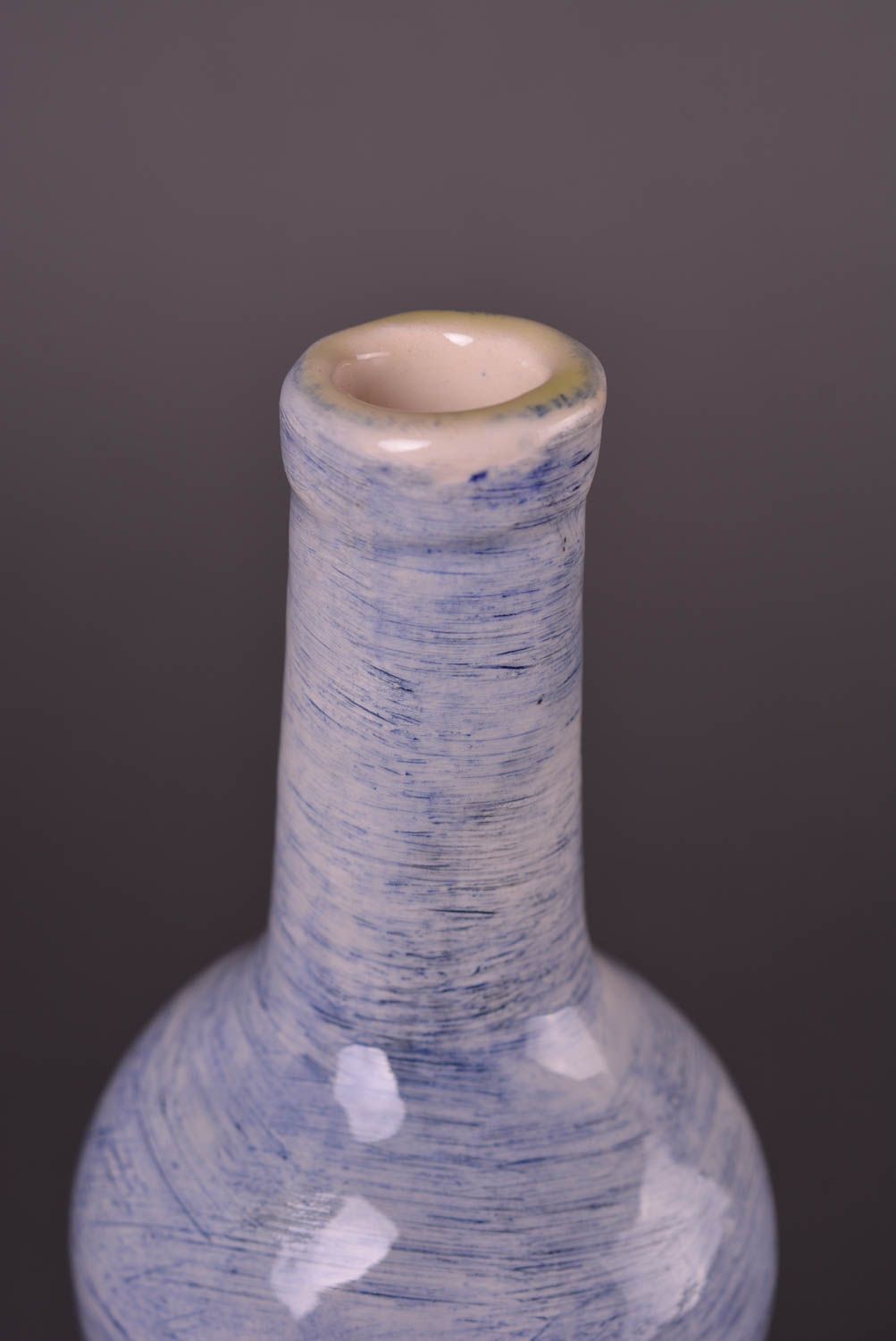 Подарок ручной работы глиняная бутылка голубая керамическая бутылка 700 мл фото 5