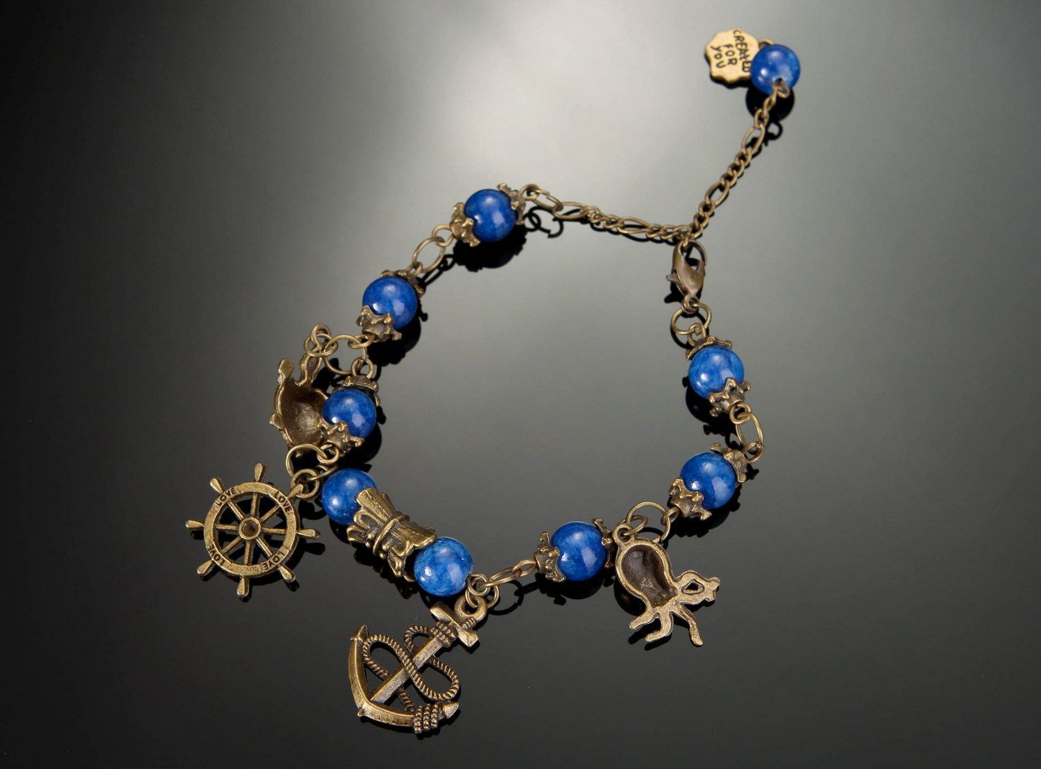 Bronze bracelet with lazurite photo 2