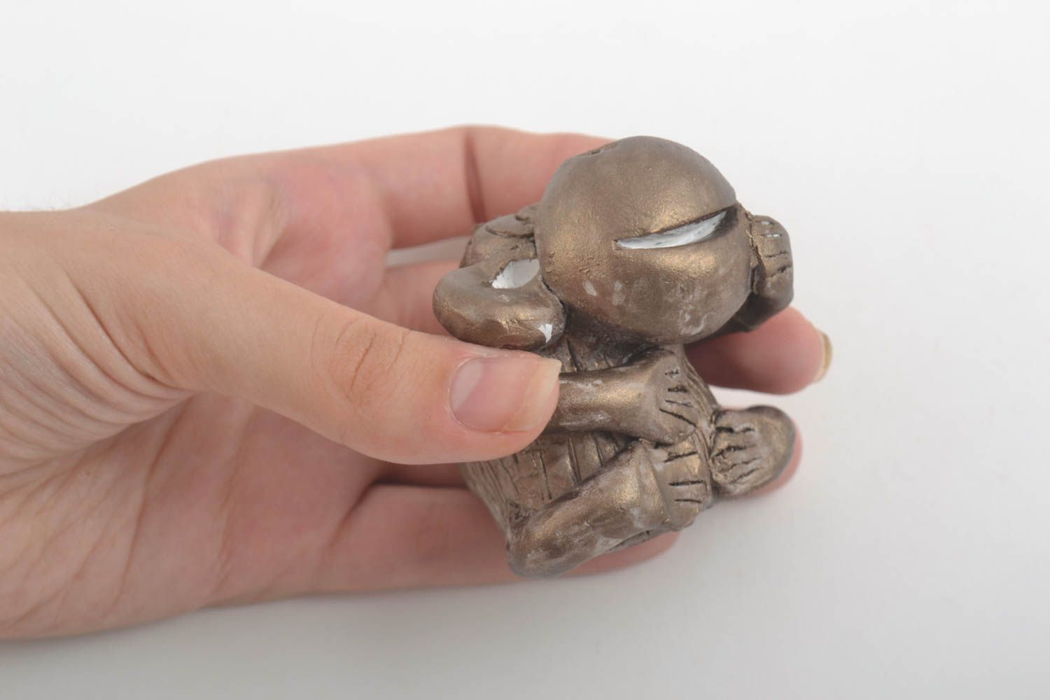 Статуэтка обезьяна сувенир ручной работы декоративная фигурка сувенир из глины фото 5