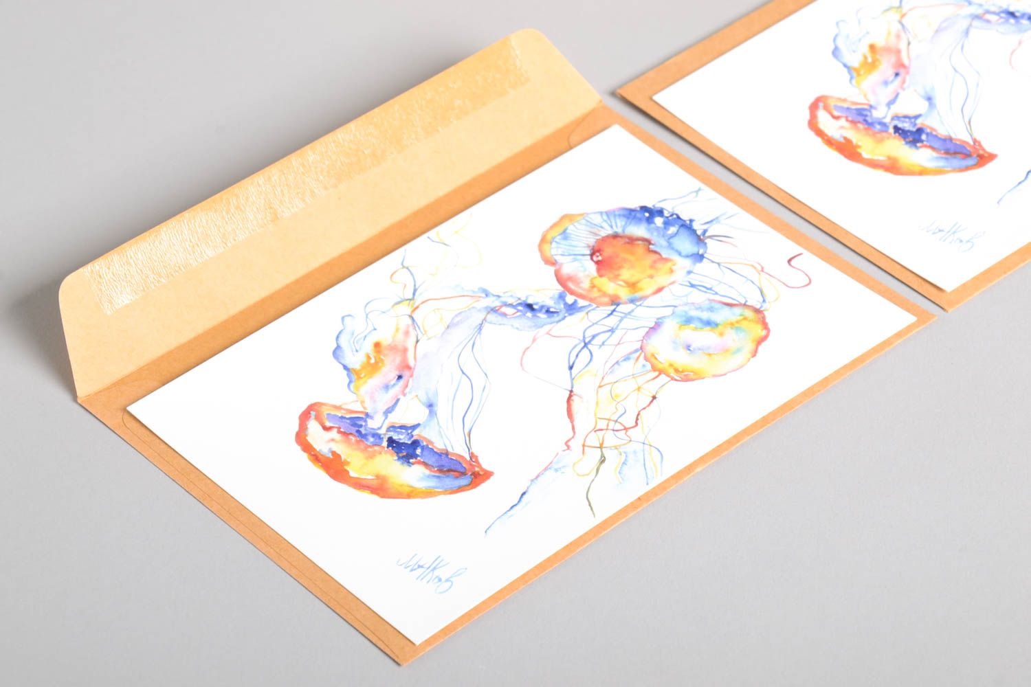 Открытки ручной работы красивые открытки две поздравительные открытки Медузы фото 5