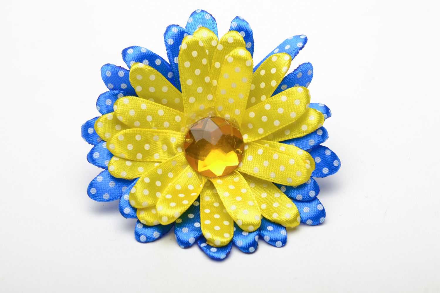 Blume Haargummi für Mädchen blau gelb foto 2