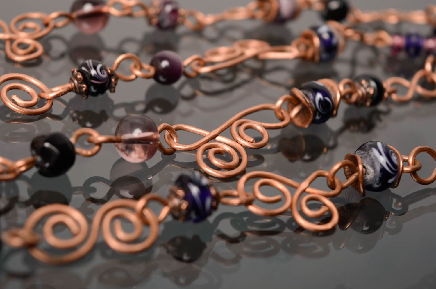 Handmade copper necklace with beads photo 5
