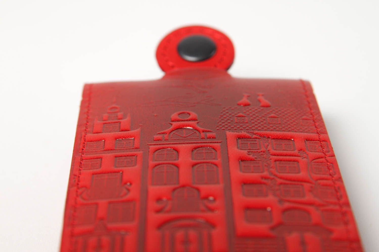 Unusual handmade leather key case red key holder handmade accessories ideas photo 5