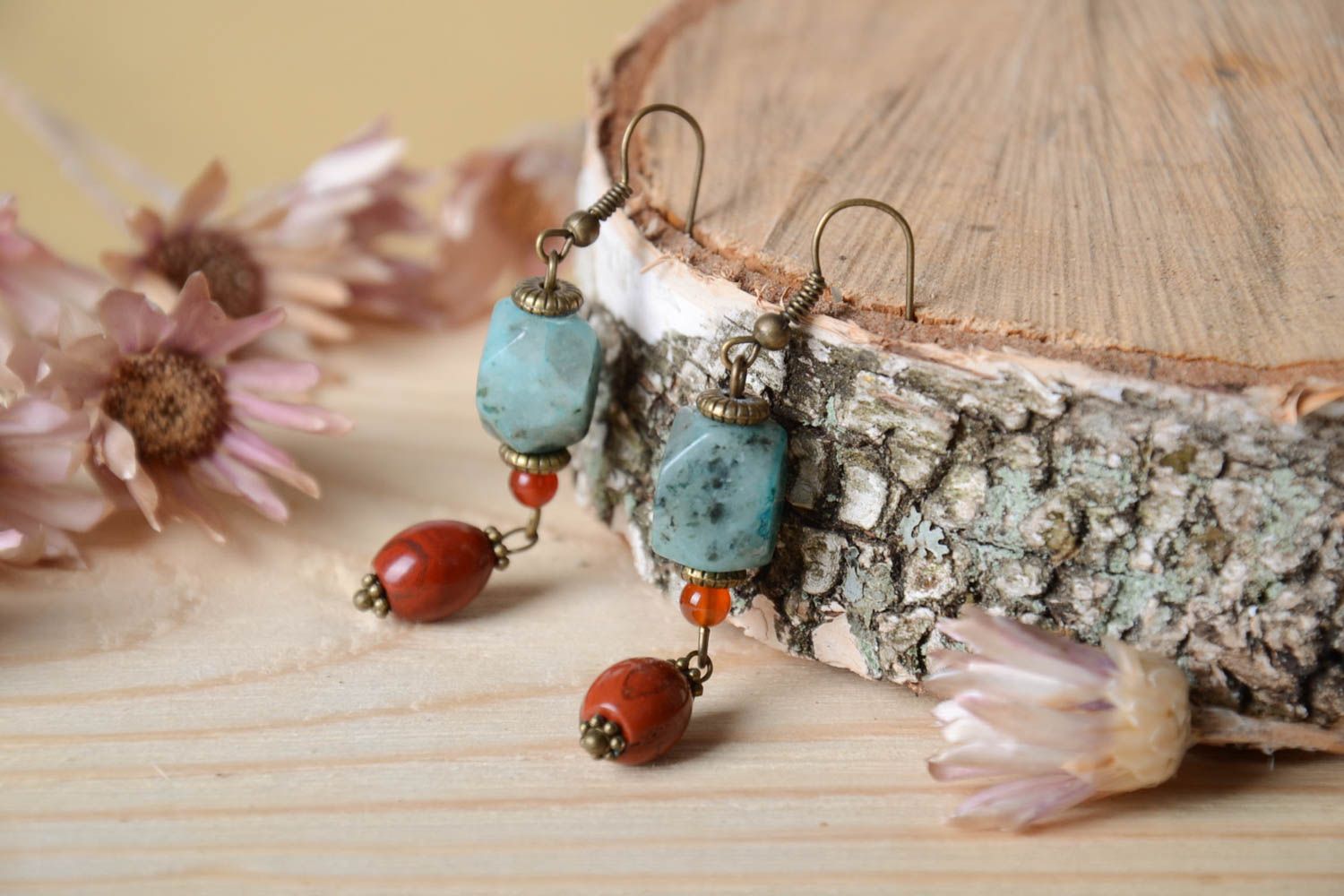 Handmade dangling earrings elegant designer earrings natural stone jewelry photo 1