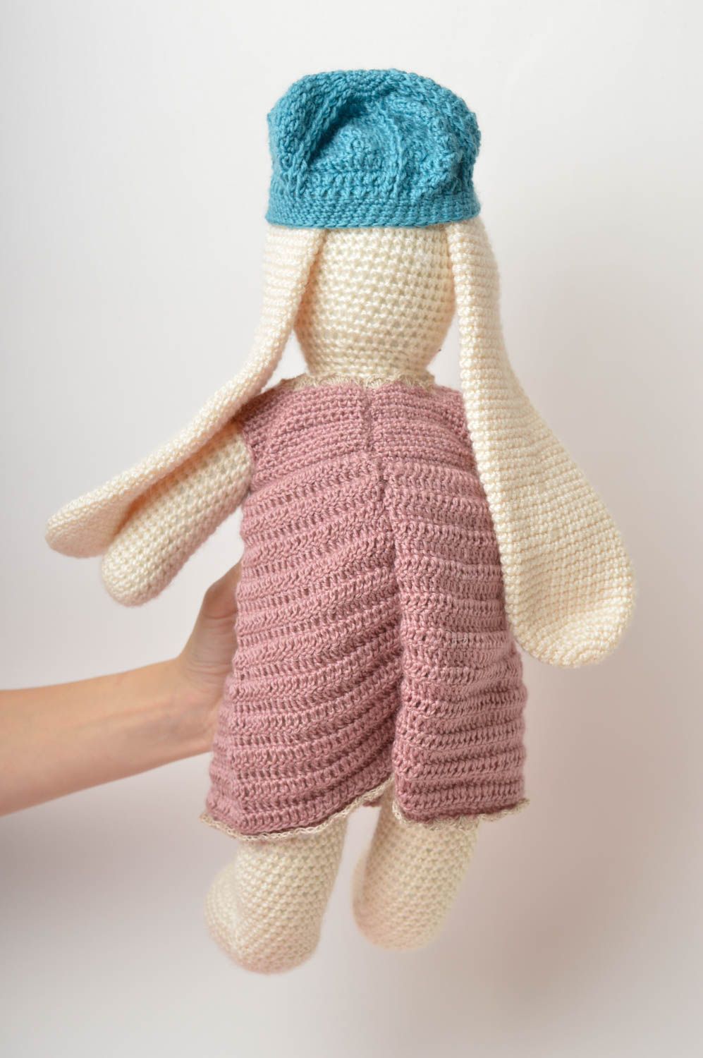 Jouet lapin Peluche faite main tricotée originale acrylique Cadeau pour enfant photo 3