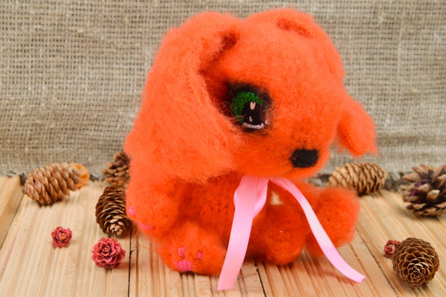 Handmade soft crochet toy fox for children from 3 years old photo 1
