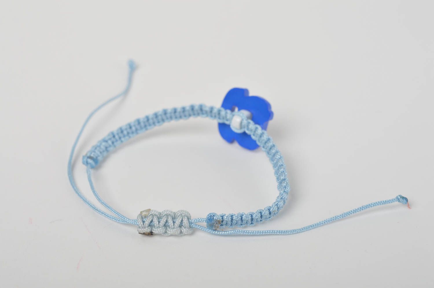 Bracelet tressé bleu Bijou fait main original avec téléphone Cadeau enfant photo 4