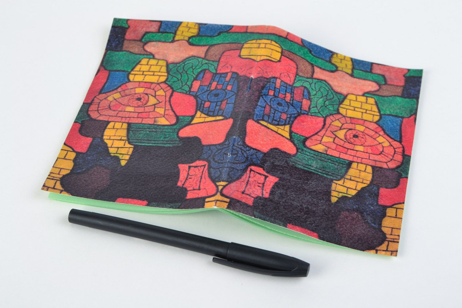 Exklusiver handgemachter farbiger Notizblock mit Muster mit 48 Seiten Glasmalerei foto 4