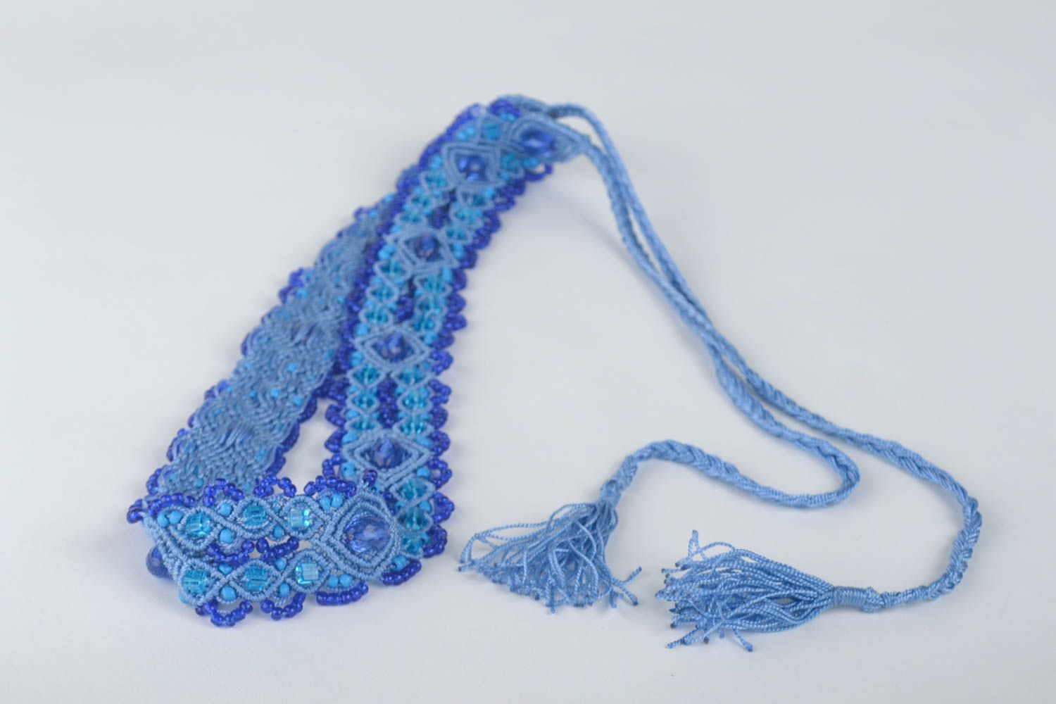 Handmade Damen Gürtel Accessoire für Frauen geflochtener Gürtel grell in Blau foto 3